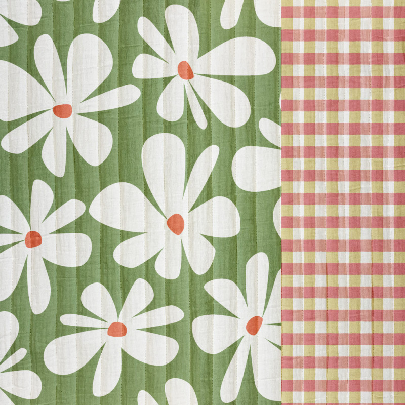 Printed Quilted Cotton BASILE 1B / KAVYO 2K Nettle / Pink